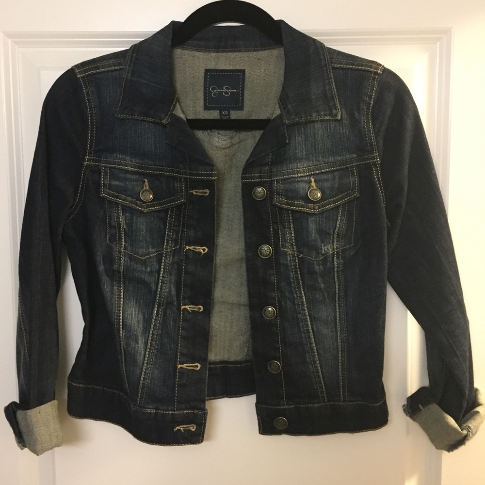 Jessica Simpson crop jean jacket size XS.